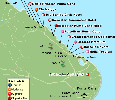 Карта пунта кана доминикана