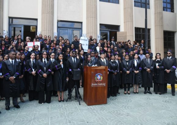 Judges hang up their robes and caps during a nationwide work stoppage