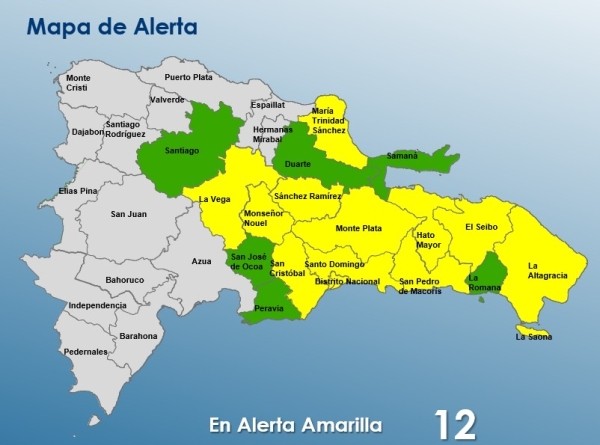 COE expands yellow alert for Santo Domingo and 11 provinces