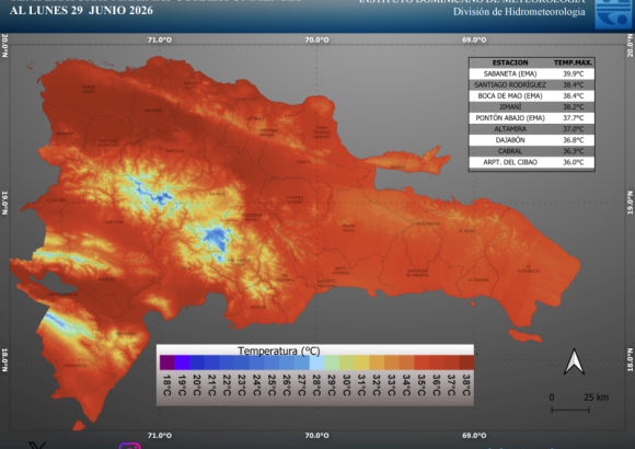 Indomet and NOAA warn that extreme heat in the Dominican Republic will persist for two weeks