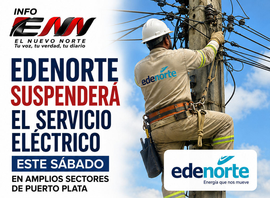 Edenorte will suspend electrical service this Saturday in large sectors of Puerto Plata