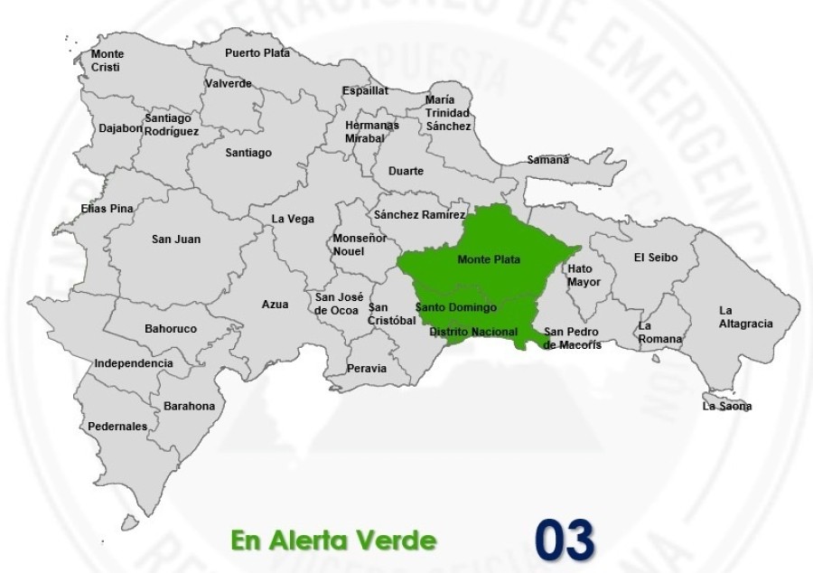 COE places Santo Domingo and two provinces under green alert due to rain