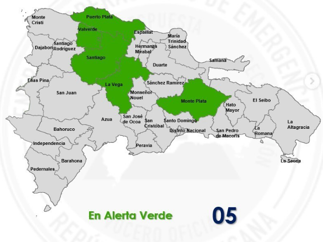 COE places five Dominican provinces under green alert amid heavy rain forecast